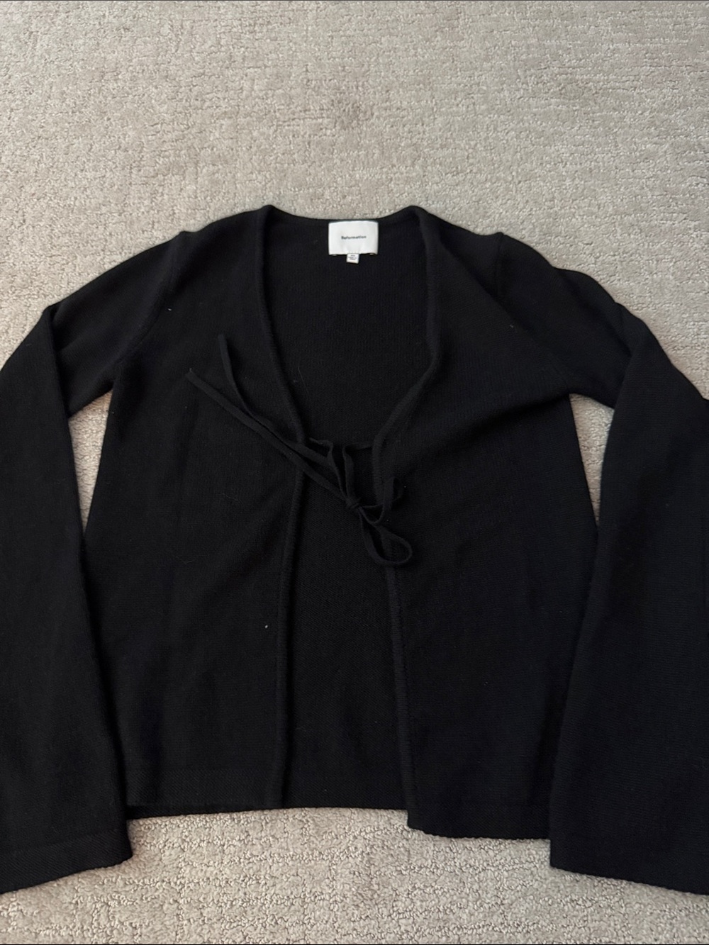 Reformation Black Tie-Front Cardigan